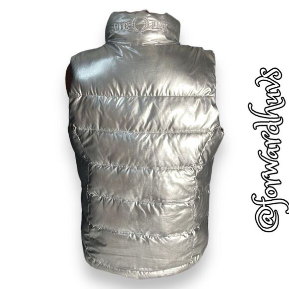 Victoria’s Secret Silver Elegance: Metallic Puffer Vest - Size Medium - Picture 3 of 14
